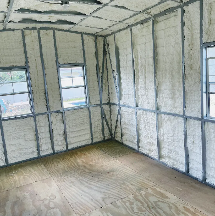 Closed-cell spray foam insulation applied to wall cavities in a residential project in North Myrtle Beach